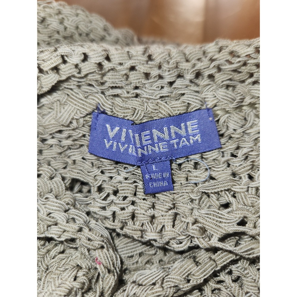 Vivienne Tam Open Crochet Cowl Neck Sweater Short Sleeve Size Large - Picture 6 of 7